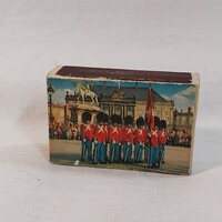 Retro gyűjtői gyufásdoboz (Dán Királyi Testőrség, Koppenhága mintás, 27x43x8 mm)
