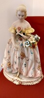 Italian Porcelain Flower Basket Lady 34 cm