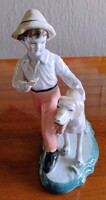 Large Crown Regent Porcelain Figurine Boy with Dog 21 cm