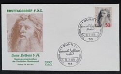 Nf813 / Németország 1974 Hans Holbein festőművész  bélyeg FDC-n