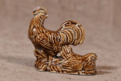 Vintage kerámia kakas és tyúk figura kb. 1960–1980-as évek