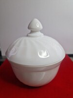 Retro Arcopal France „Trianon” fehér opálüveg cukortartó – Hibátlan!