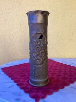 Katonai militari dekorált réz ágyú hüvely 29x9 cm.