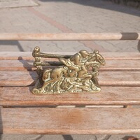 Antik réz lovas vadászos levéltartó (8,7x5,6x2,6 cm)