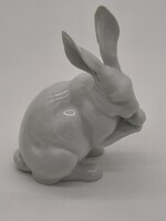 Extra ritka Herendi porcelán nyúl figura -  Tisztálkodó nyuszi, 15,5 cm