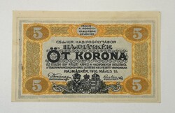 Hajmáskér 5 Korona 1916 - FORGALMI - VF+ tartásban
