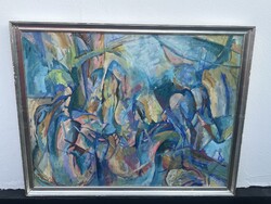 Kozák Katalin – Large, Modern Expressive-Abstract Oil Painting (77x96 cm)