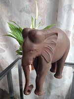 Vintage fa elefánt szobor, figura, keményfából faragott, 22 cm