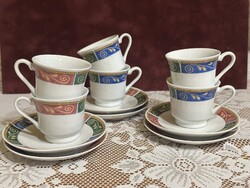 Régi Fine Porcelain porcelán csésze szett – 5 csésze + 5 alj