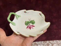 Herendi Porcelain Footed Dish / Serving Basket – Hand-painted with Gold Trim