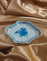 Eredeti, kézzel festett Herendi kék Apponyi porcelán hamutartó eladó!