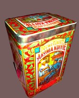 1980.Gyönyörű az antik doboz ÚJABB változata GYÁRI DOUWE EGBERTS AROMATARTÓS KÁVÉSDOBOZ HIBÁTLAN