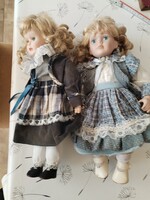 2 db régi porcelán fejű baba egyben 40 cm