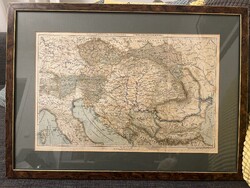 Large Map of Hungary and Austria, Old Map by Kogutowicz Manó