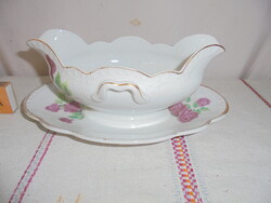 Rózsás Zsolnay porcelán mártásos tál