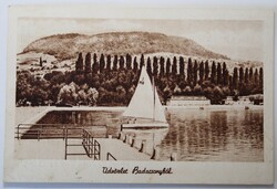Képeslap, Balaton,Badacsony 1950 üdvözlő, vitorlás Karinger (K2)