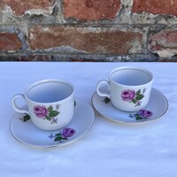 2 db Kahla rózsás - virágmintás porcelán kávéscsésze - pohár és csészealj