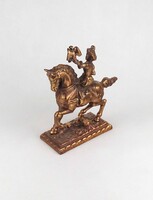 2B619 Vintage solymász nő lovon bronzzal futtatott szobor 18 cm