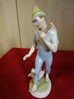 Kézzel festett drasche porcelán figura, Ludas Matyi, magassága 22,5 cm. Jókai
