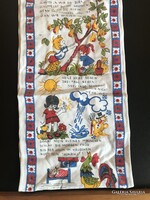 KONYHARUHA - FALIDÍSZ - 140 x 22 cm - MESEJELENETES - LENVÁSZON - RETRO - HIBÁTLAN