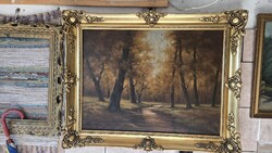 BEREGI TIVADAR szignóval"  Őszi erdlő nap lementével csodálatos alkotás,60x80 olajvászon