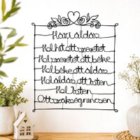 Házi áldás drótból - modern falikép, minimalista faldekoráció - kézműves magyar alkotás, ajándék
