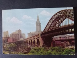 Old postcard Cleveland – High Level Bridge and Terminal Tower, Ohio, USA 1958
