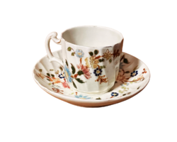 V. Szbs Auction: Zsolnay, 1895-1898 ribbed coffee cup with saucer - Perfect condition