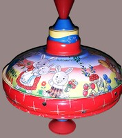 Vintage LBZ NSZK DDR fém lemez forgó pörgő működő csiga játék Bolz Kreisel Germany NAGYON SZÉP
