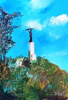 Painting - BÁNFI: BUDAPEST, LIBERATION MEMORIAL (oil, cardboard, 50x35 cm)
