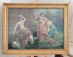 Antik Hans Zatzka olajnyomat aranyozott keretben 82x63 cm kerettel