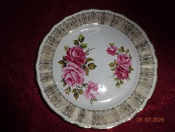 Német porcelán süteményes tányér, rózsa mintával. Átmérője 19 cm. Vanneki!