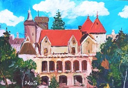 Painting - BÁNFI: SZÉKESFEHÉRVÁR, BORI-FORTRESS (oil, cardboard, 50x35 cm)