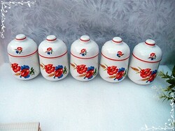 Poppy Decorated Granite Spice Jars, Set of 5
