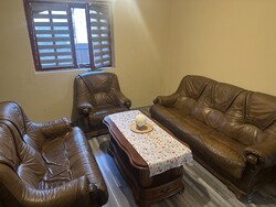 Premium Dutch Leather Sofa Set (3+2+1) with Solid Oak Frame, Excellent Condition