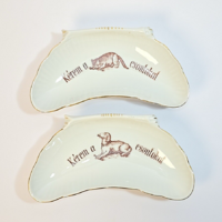 "Kérem a csontokat" - antik/vintage porcelán csontos tányérok párban