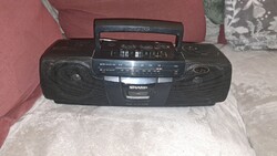 SHARP retro portable radio cassette player – black model
