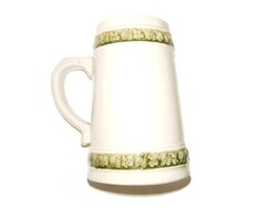 Hollóházi mug, embossed pattern, very heavy strawberry-decorated cup
