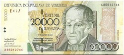 20000 bolivar bolivares 2001.08.16. Venezuela Hajtatlan