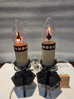 Retro Soviet Glimm Table Candle Lamps with Ember Glow and Candle Flame Chain Fittings - Set of Two