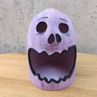 Különleges, lila kerámia töklámpás –23x17 cm- Egyedi őszi és Halloween dekoráció!