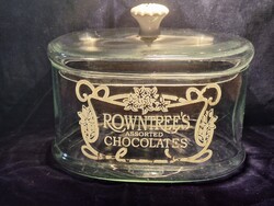 Ritka antik ROWNTREES'S üveg bolti kínáló bonbonier  (1920-1930) hibátlan