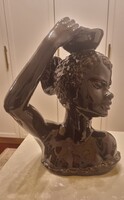 Rare Giovanni Girardi (Ex Lenci) Italian ceramic bust, bust sculpture – 36 cm – Chocolate brown