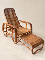 Mid-century Adjustable Rattan Lounge Chair with Extendable Footrest from Japan