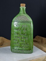 Beautiful old green shepherd's bottle (with inscription)