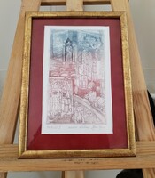 Józsa János - Párizs II. rézkarc 24x32 cm kerettel
