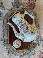Hollóházi porcelain Orchidées jug in pristine condition