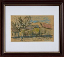 Szalmás Béla (1908-1961): Utca részlet - pasztell, papír, keretben
