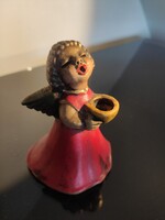 Eredeti THUN Bozner angyal – piros, patinás kerámia figura, gyertyatartó