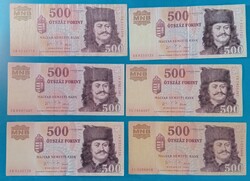 6 db 2006 évi 500 Forintos, jubieumi
